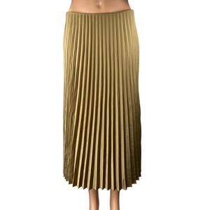J.Crew Women's Tan Gold High Waisted Elastic Pleated A Line Midi Skirt Size S